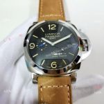 Panerai Luminor GMT PAM1321 Stainless Steel Brown Leather Strap Watch